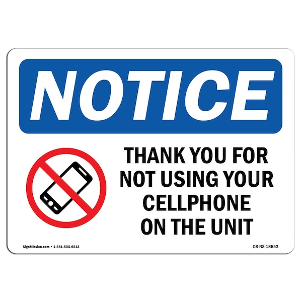 OSHA Notice Sign, 3.5" Height, Thank You For Not Using Your Sign With Symbol, Landscape, 10PK